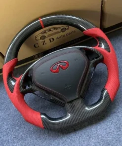 Perfect red design for G37 carbon steering wheel.